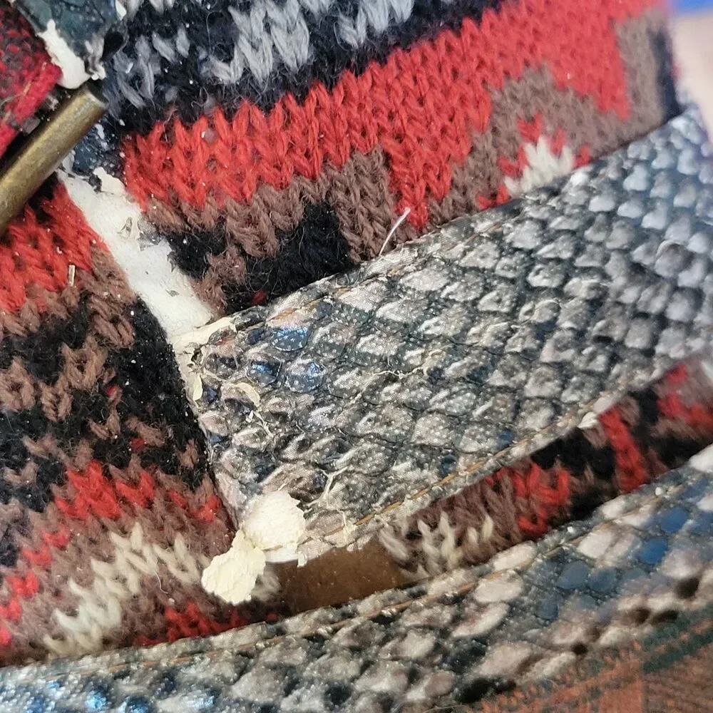 MUK LUKS Nikki Boots Size 7 Suede Winter Slouch Multi-Color Nordic Knit